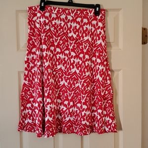 Red and White A-line Skirt